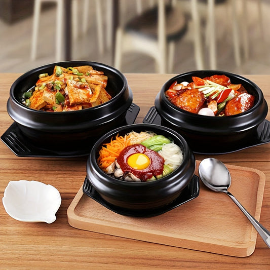 Heat-Resistant Ceramic Bibimbap Bowl for Outdoor Cooking