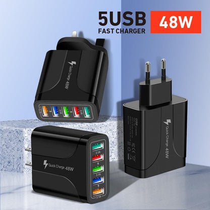 2 Pack of 5 Port Wall Charger Charge 5 Devices at Once