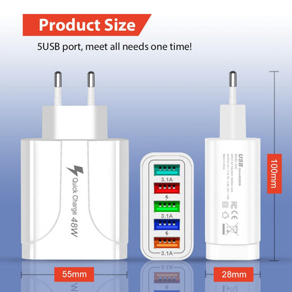 2 Pack of 5 Port Wall Charger Charge 5 Devices at Once