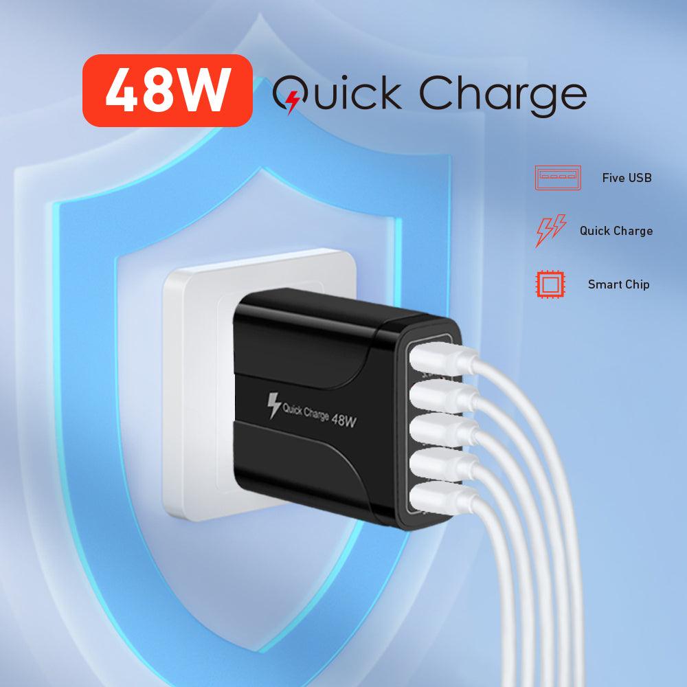 2 Pack of 5 Port Wall Charger Charge 5 Devices at Once