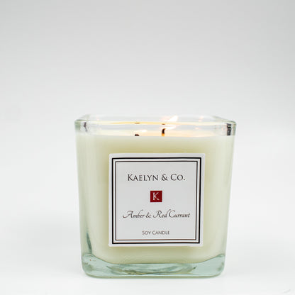 Amber & Red Currant Medium Cube Candle for Elegant Homes