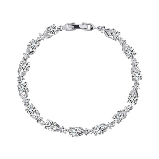 Dainty Cubic Zirconia Tennis Bracelet with Round Cut Gems