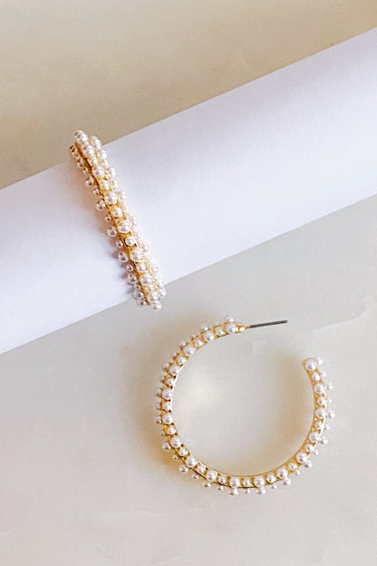 Delicate Pearl Deco Hoop Earrings for Everyday Elegance