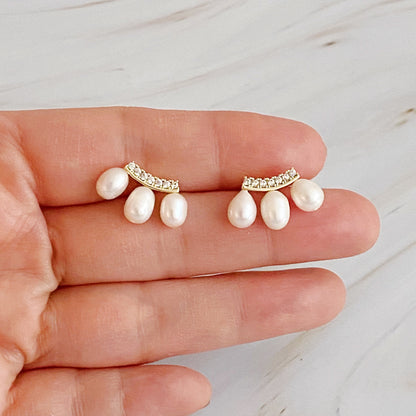 My Beauty Secret Mini Stud Earrings with Pearl Details