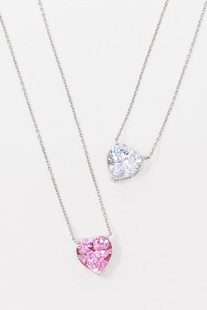 Absolute Beauty Sterling Silver Heart Necklace with Cubic Zirconia