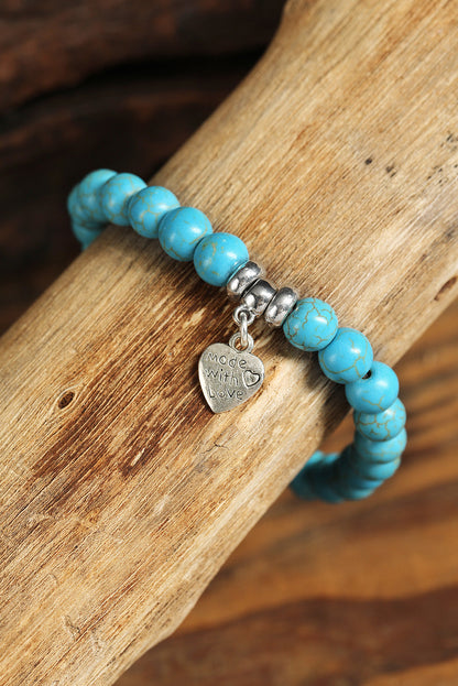 Heart Pendant Turquoise Bracelet for Boho-Chic Style