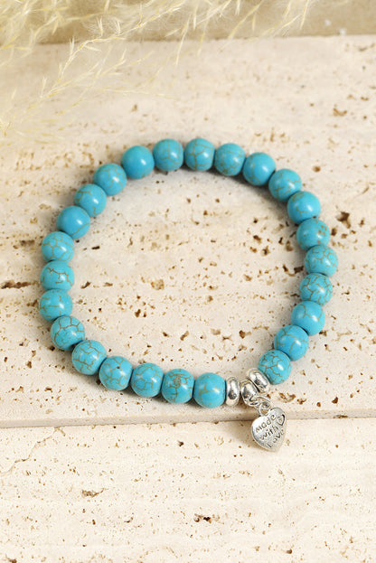 Heart Pendant Turquoise Bracelet for Boho-Chic Style