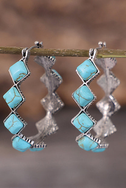 Green Square Turquoise Gem Earrings for Elegant Style