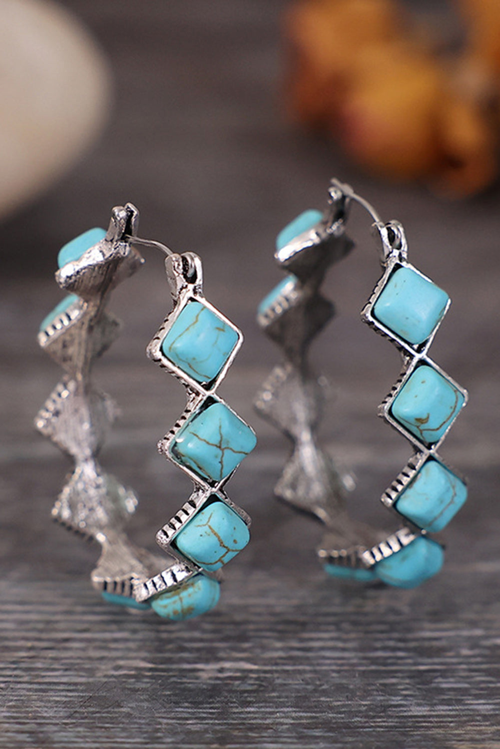 Green Square Turquoise Gem Earrings for Elegant Style