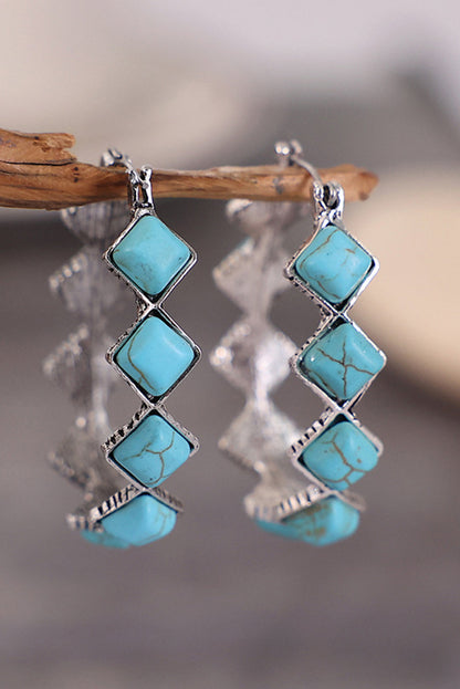 Green Square Turquoise Gem Earrings for Elegant Style