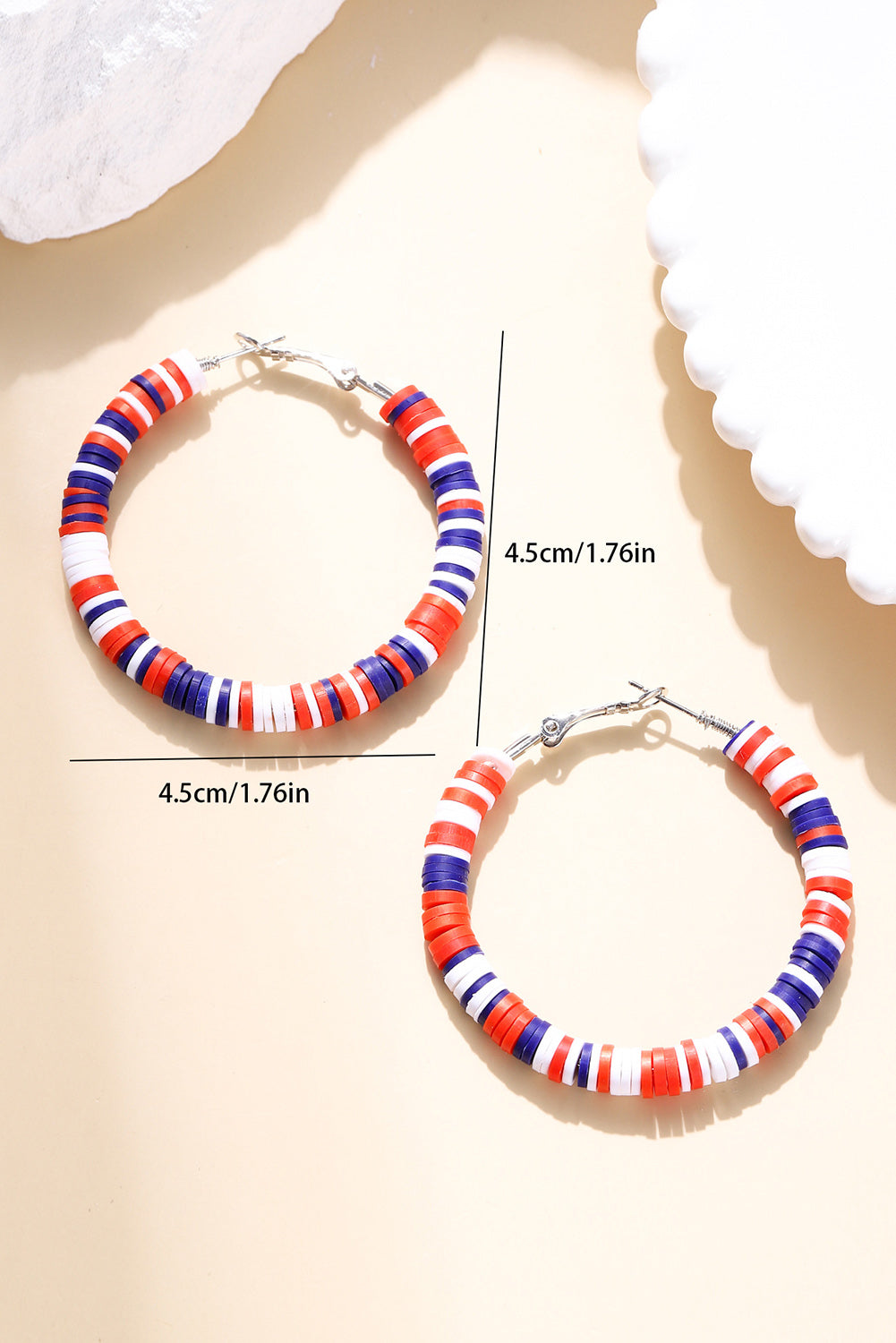 Patriotic Multicolored Bead Hoop Earrings for Fun Style