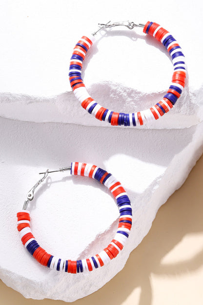 Patriotic Multicolored Bead Hoop Earrings for Fun Style