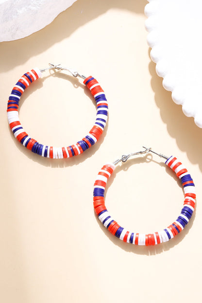 Patriotic Multicolored Bead Hoop Earrings for Fun Style