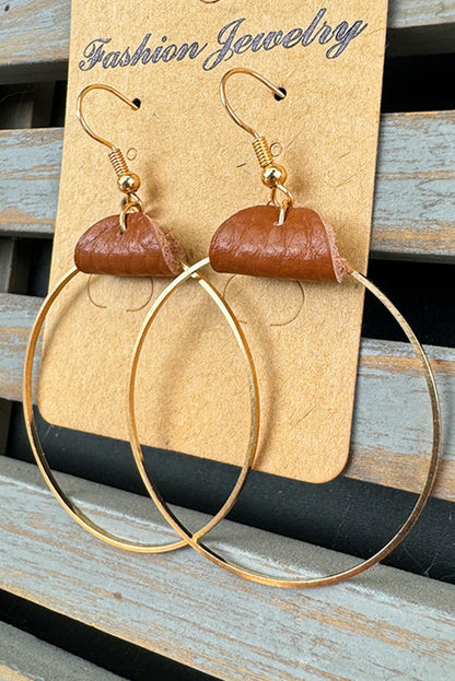 Gold Leather Hoop Earrings for Trendy Everyday Style