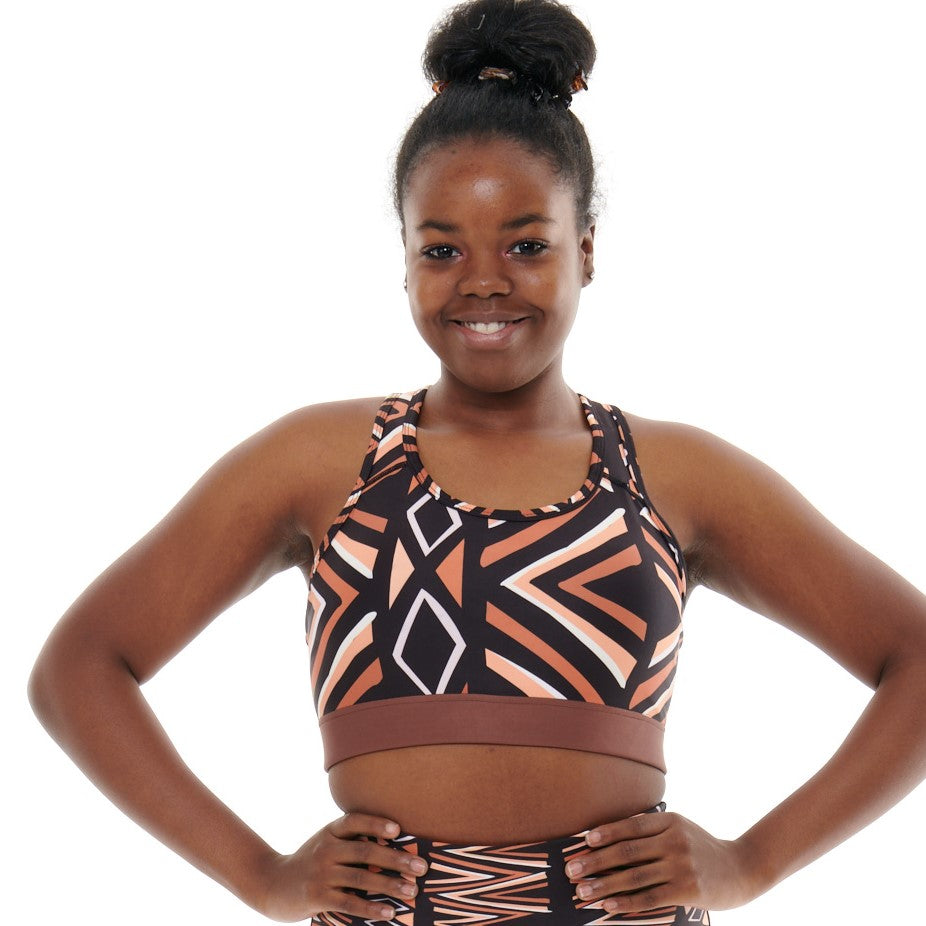 Ibeekay Sports Bra with Unique Mud Cloth Design