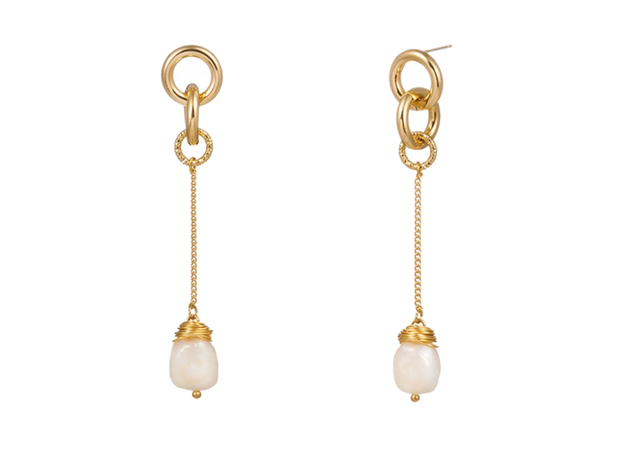 Pearls Drop Earrings with Baroque Freshwater Pearl Elegance