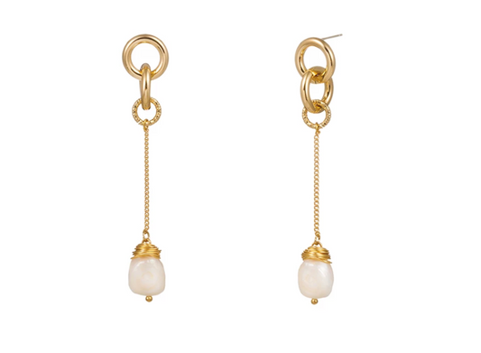 Pearls Drop Earrings with Baroque Freshwater Pearl Elegance