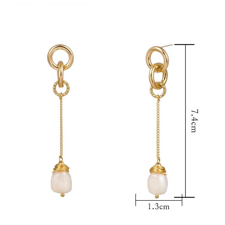 Pearls Drop Earrings with Baroque Freshwater Pearl Elegance