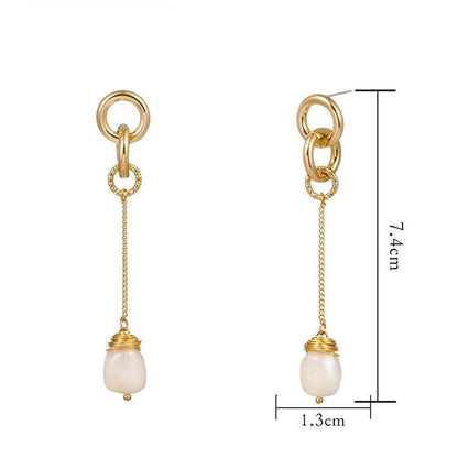 Pearls Drop Earrings with Baroque Freshwater Pearl Elegance