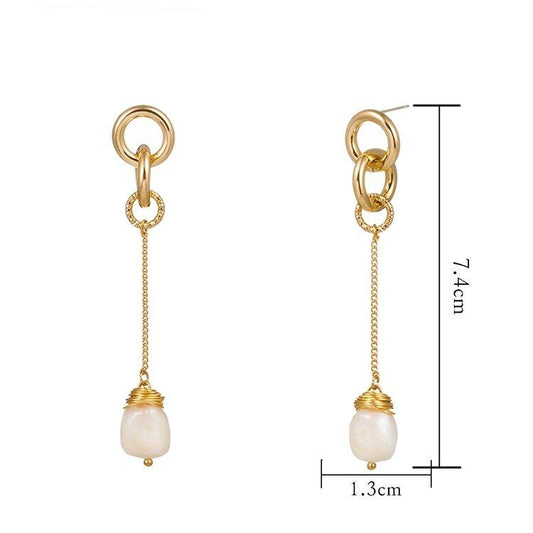 Pearls Drop Earrings with Baroque Freshwater Pearl Elegance