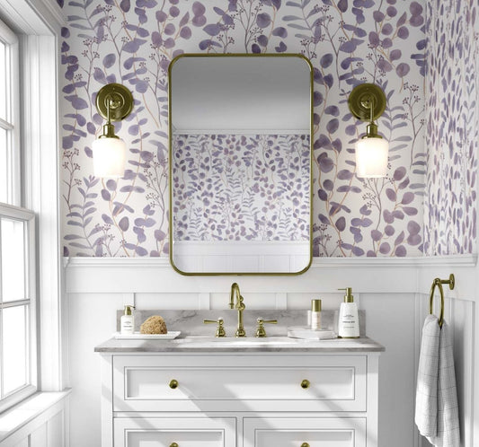 Lilac Eucalyptus Leaves Wallpaper for Stylish Home Decor