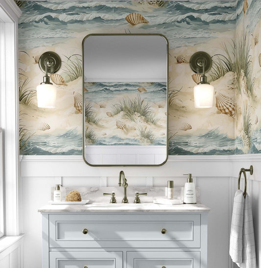 Wild Beach Coastal Design Wallpaper for Bathrooms