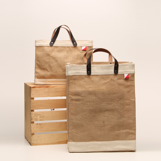 Bodega Jute Tote Bag with Leather Handles for Daily Use