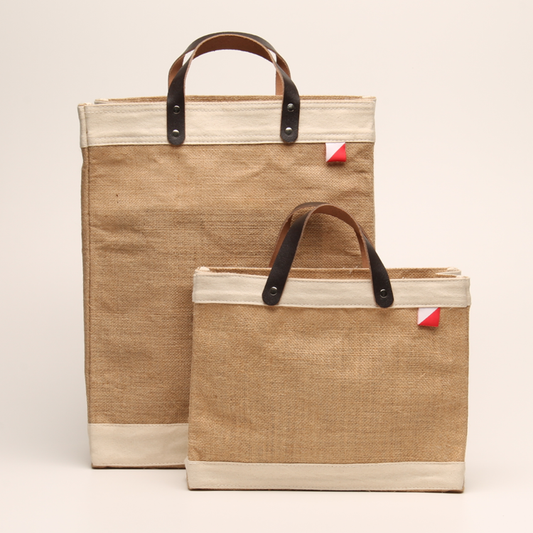 Bodega Jute Tote Bag with Leather Handles for Daily Use