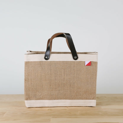 Bodega Jute Tote Bag with Leather Handles for Daily Use