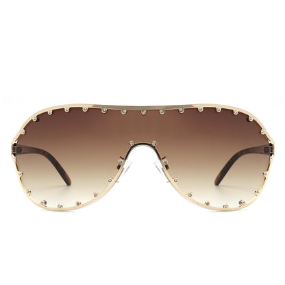 Evanesce Oversized Aviator Rhinestone Women's Sunglasses