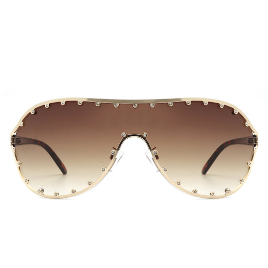 Evanesce Oversized Aviator Rhinestone Women's Sunglasses