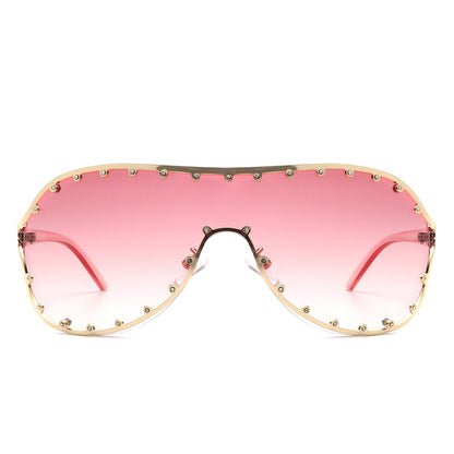 Evanesce Oversized Aviator Rhinestone Women's Sunglasses