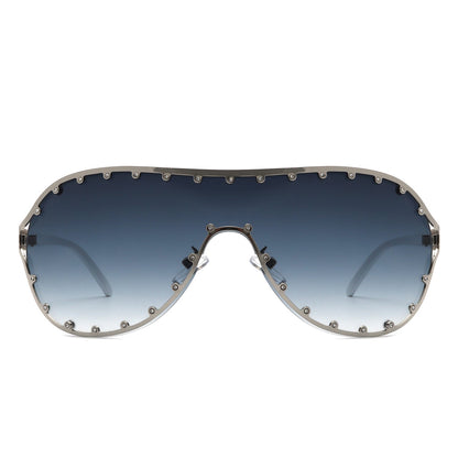 Evanesce Oversized Aviator Rhinestone Women's Sunglasses