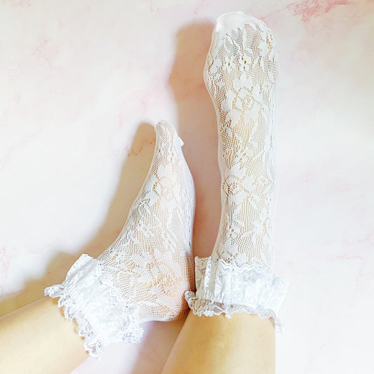 80's Lace Socks Set Of 2 Pairs For Vintage Style