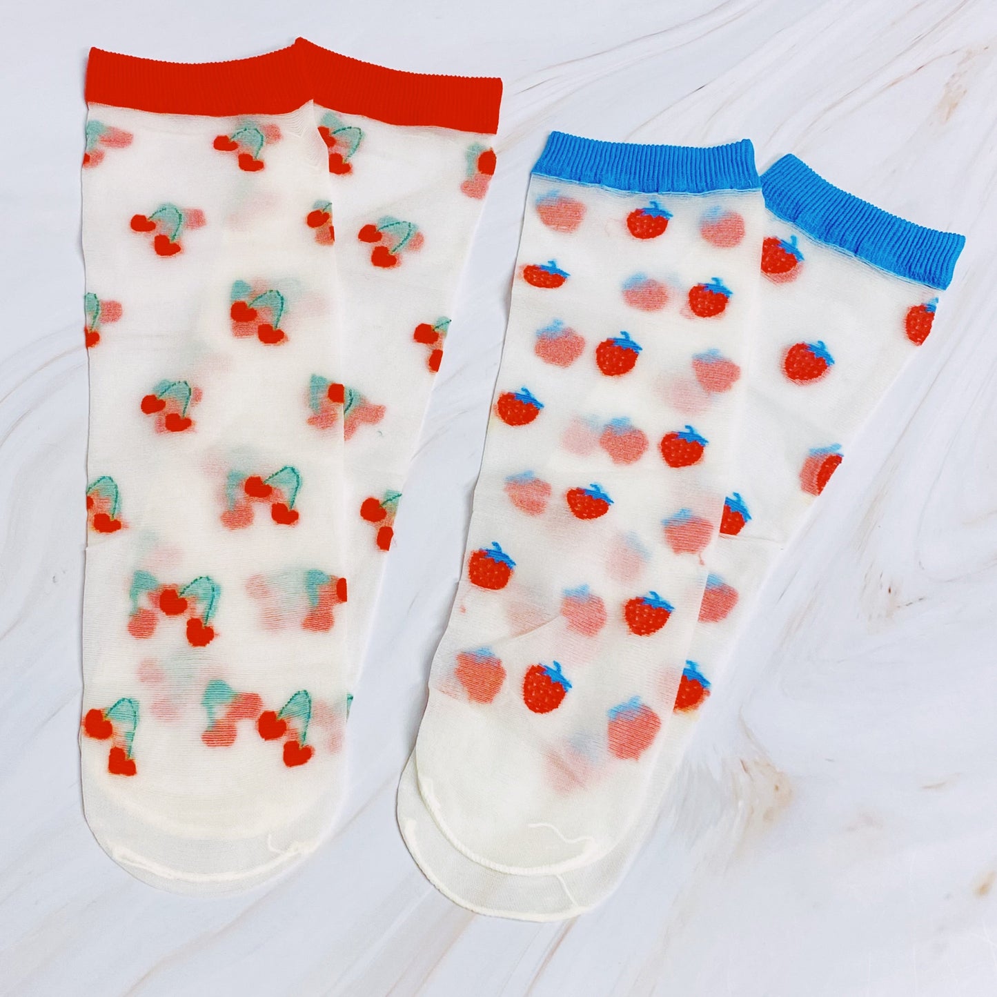 Sweet And Fruity Sheer Socks Set Of 2 Pairs for Fun Style