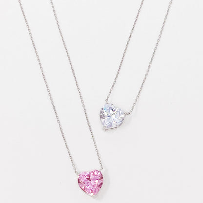 Absolute Beauty Sterling Silver Heart Necklace with Cubic Zirconia