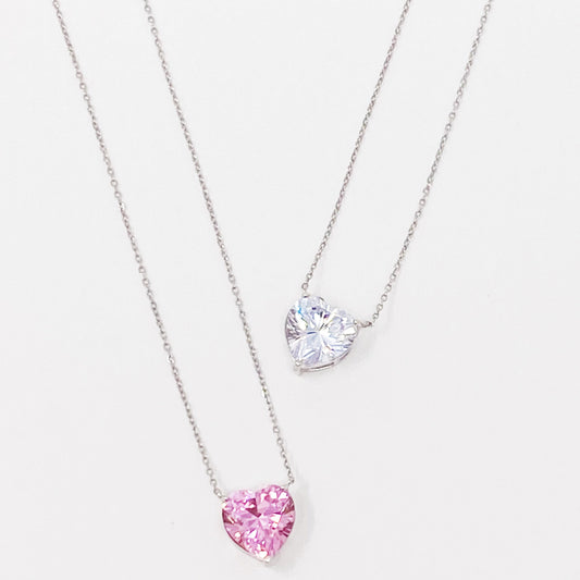 Absolute Beauty Sterling Silver Heart Necklace with Cubic Zirconia