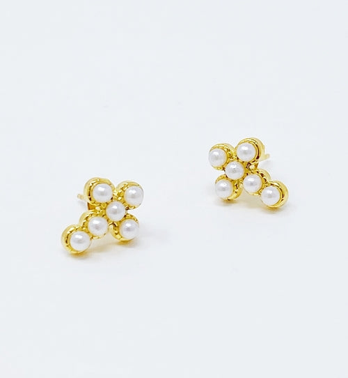 Dainty Cross Stud Earrings with Sparkly Cubic Zirconia