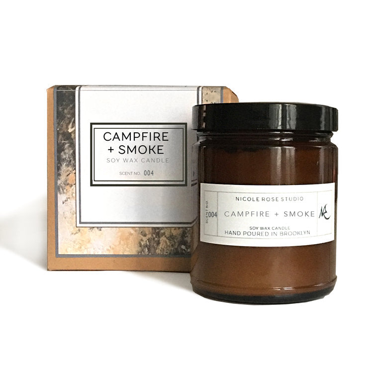 Campfire + Smoke Soy Wax Candle in Gold Tin or Glass Jar