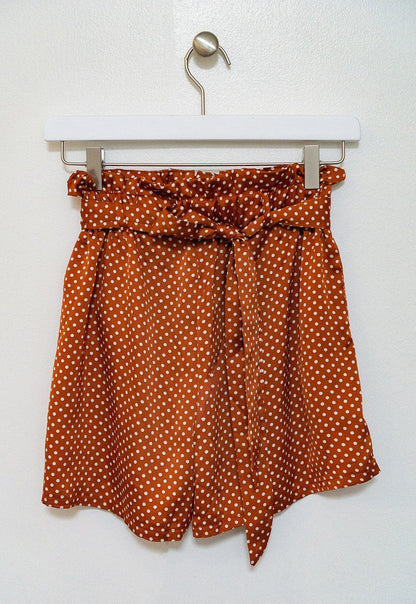 Cloth Patterned Cinch Waist Shorts with Detachable Belt