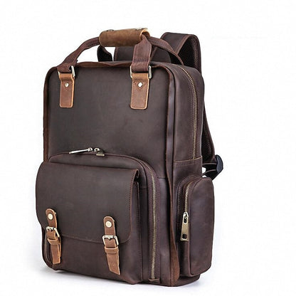 The Gaetano Large Leather Backpack Camera Bag with Tripod Holder