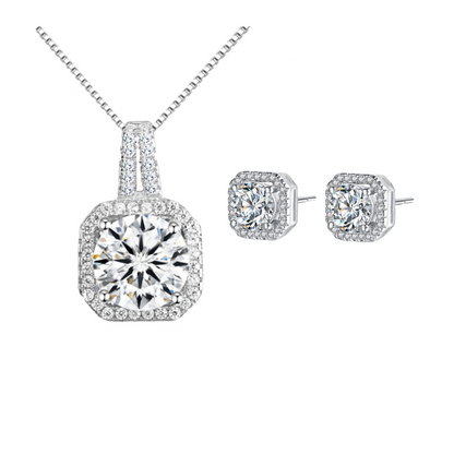 Katlyn Necklace and Earring Set with 18K White Gold Plating