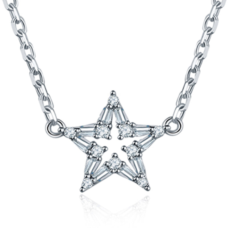 Crystal Star Pendant Necklace in 18k Gold Plated Design