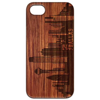 Dallas City - Engraved Wooden Phone Case with Bumper