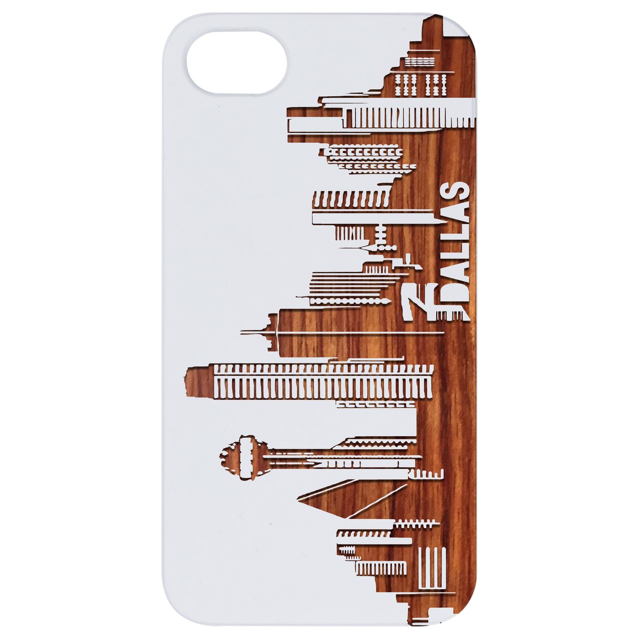 Dallas City - Engraved Wooden Phone Case with Bumper