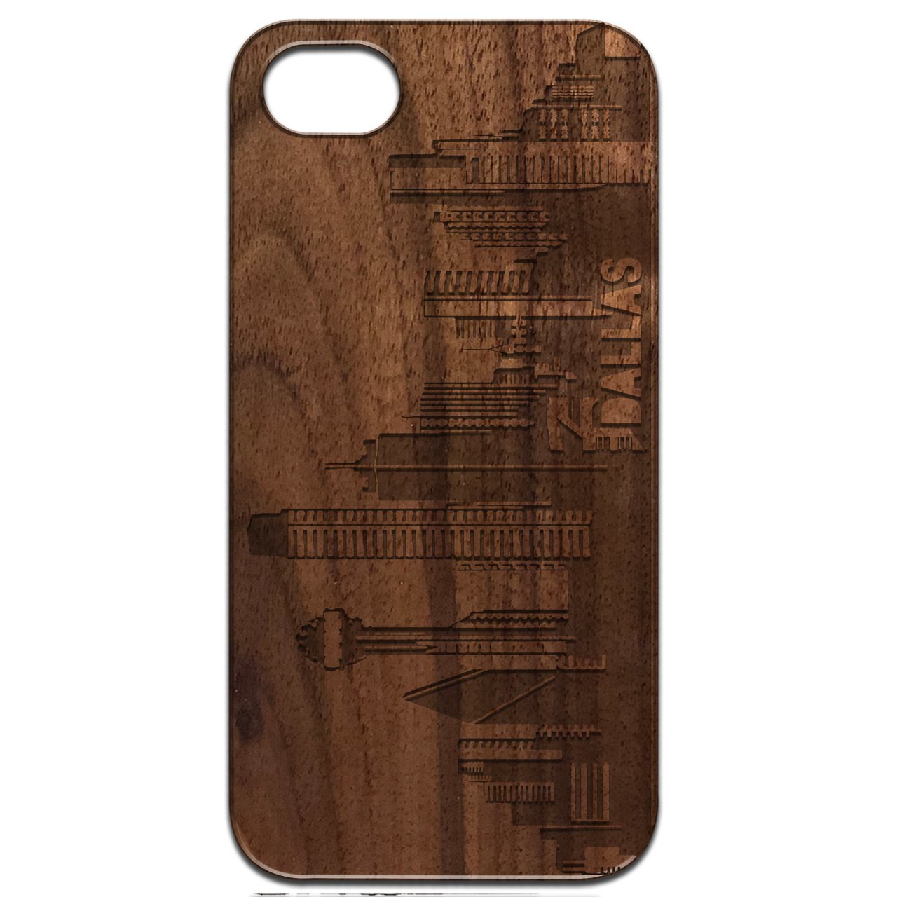 Dallas City - Engraved Wooden Phone Case with Bumper