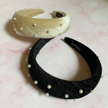 Silky Velvet Pearl Headband for Elegant Style and Comfort