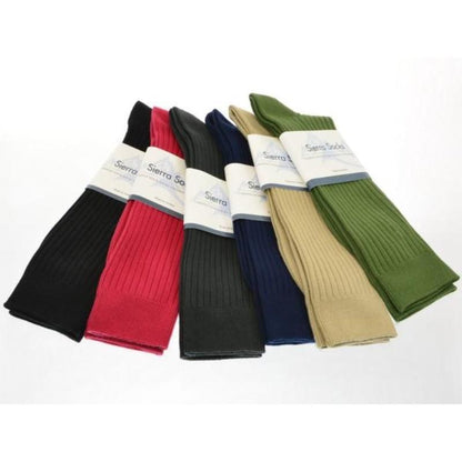 Classic Fine Ribbed Combed Cotton Crew Socks for Comfort