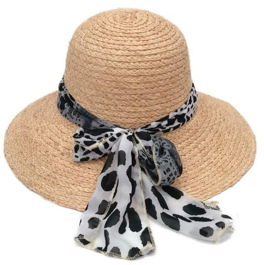 Raffia Leopard Sun Hat - Stylemz