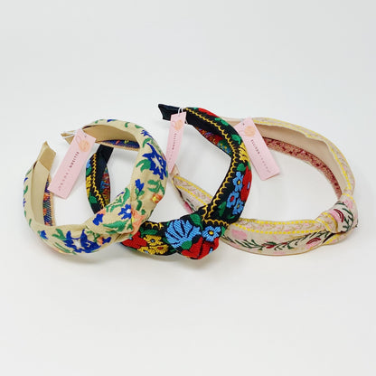 French Floral Embroidered Headband for Stylish Comfort